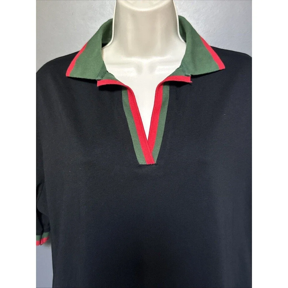 Tuckernuck Hutton Polo Dress XL Black Red Green Cotton Short Sleeve Pockets
